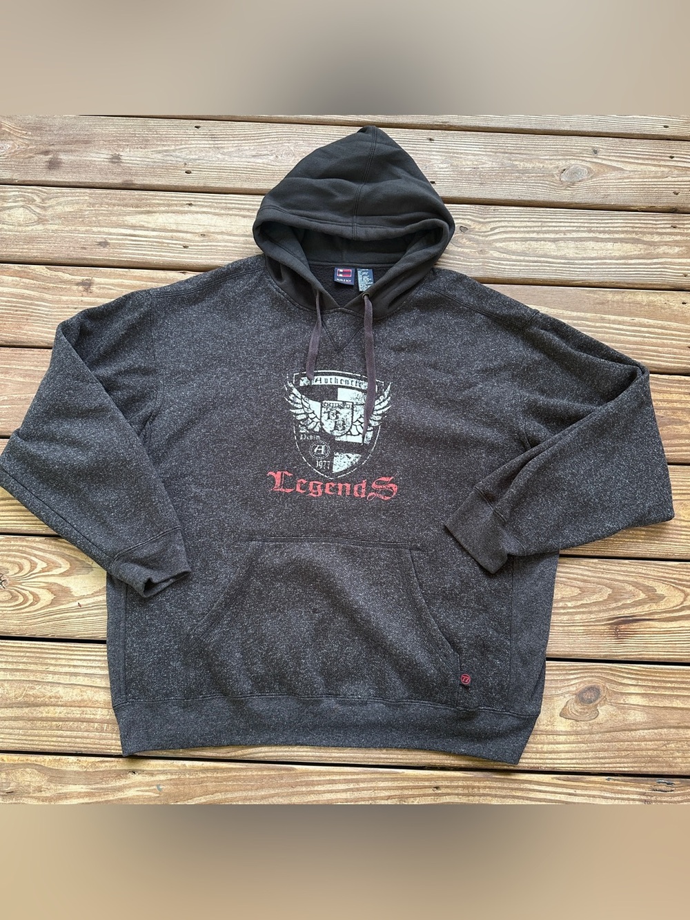 Vintage Bugle Boy Legends Pullover Hoodie Gray Graphic Sweatshirt Men’s L